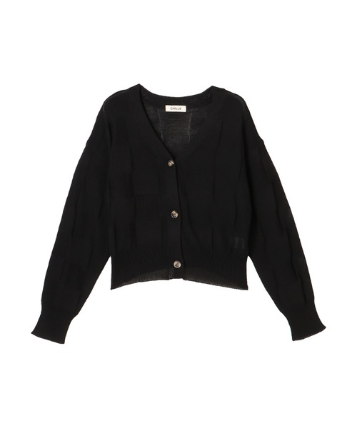 CHILLE(チル)の「ブロック柄サマーニットカーディガン(カーディガン/ボレロ・レディース・アイボリー/オレンジ/ブラック・FREE)」の3枚目の写真