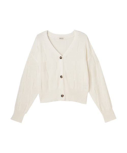 CHILLE(チル)の「ブロック柄サマーニットカーディガン(カーディガン/ボレロ・レディース・アイボリー/オレンジ/ブラック・FREE)」の5枚目の写真