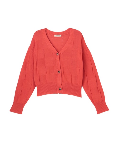 CHILLE(チル)の「ブロック柄サマーニットカーディガン(カーディガン/ボレロ・レディース・アイボリー/オレンジ/ブラック・FREE)」の9枚目の写真