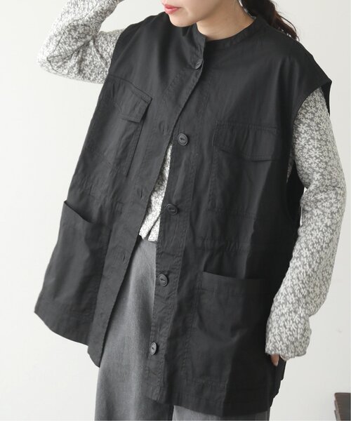 RAY CASSIN（レイカズン）の「ミリタリーノーカラーベスト（ベスト・レディース・ブラック/カーキ/キナリ・FREE）」の4枚目の写真