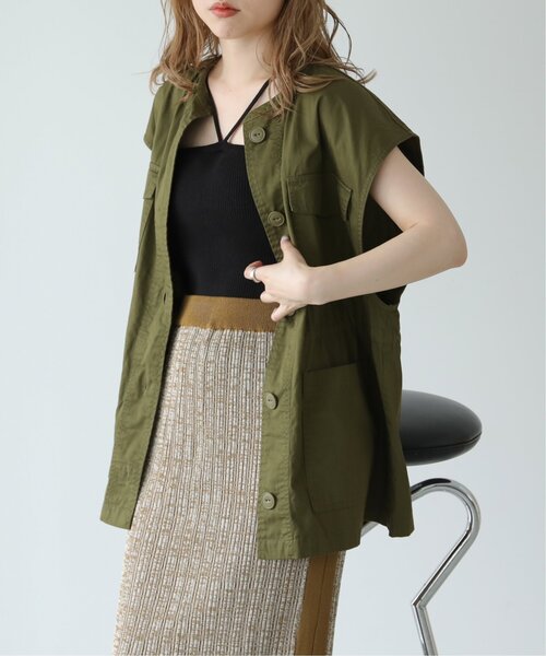 RAY CASSIN（レイカズン）の「ミリタリーノーカラーベスト（ベスト・レディース・ブラック/カーキ/キナリ・FREE）」の21枚目の写真