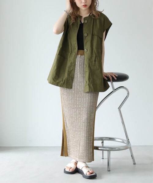 RAY CASSIN（レイカズン）の「ミリタリーノーカラーベスト（ベスト・レディース・ブラック/カーキ/キナリ・FREE）」の22枚目の写真