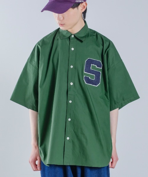 improves（インプローブス）の「ロゴワッペン ブロード ビッグサイズ 半袖シャツ（シャツ/ブラウス・メンズ・ホワイト/サックスブルー/グリーン・MEDIUM/LARGE/X-LARGE）」の3枚目の写真