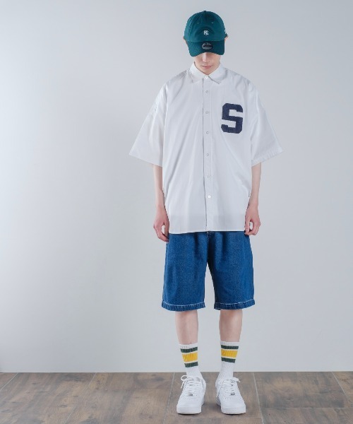 improves（インプローブス）の「ロゴワッペン ブロード ビッグサイズ 半袖シャツ（シャツ/ブラウス・メンズ・ホワイト/サックスブルー/グリーン・MEDIUM/LARGE/X-LARGE）」の8枚目の写真