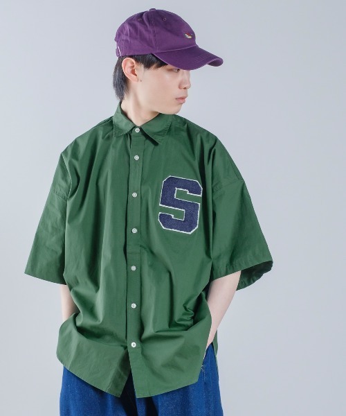 improves（インプローブス）の「ロゴワッペン ブロード ビッグサイズ 半袖シャツ（シャツ/ブラウス・メンズ・ホワイト/サックスブルー/グリーン・MEDIUM/LARGE/X-LARGE）」の4枚目の写真