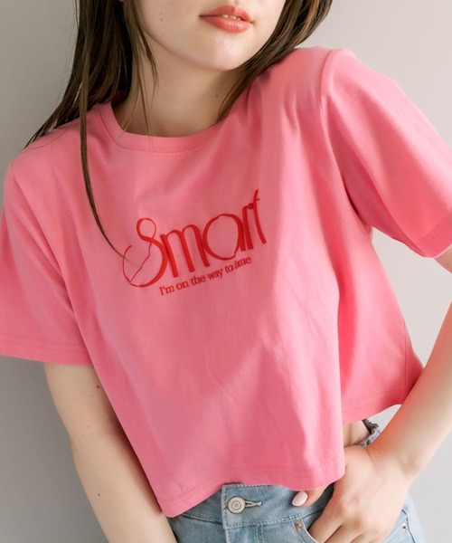 OLIVE des OLIVE（オリーブデオリーブ）の「コンパクトＴシャツ（Tシャツ/カットソー・レディース・オフホワイト/ピンク/オレンジ/ブラック・FREE）」の4枚目の写真