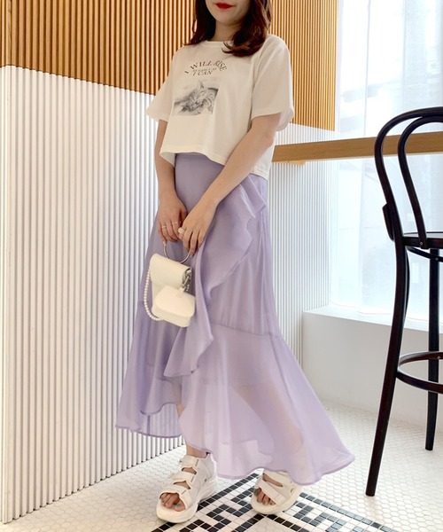 OLIVE des OLIVE（オリーブデオリーブ）の「コンパクトＴシャツ（Tシャツ/カットソー・レディース・オフホワイト/ピンク/オレンジ/ブラック・FREE）」の5枚目の写真