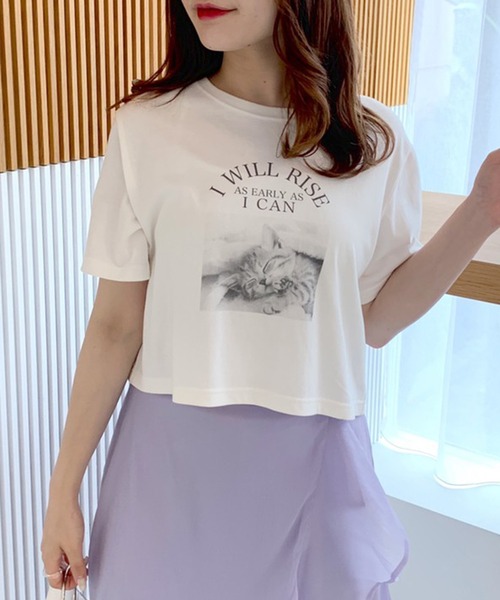 OLIVE des OLIVE（オリーブデオリーブ）の「コンパクトＴシャツ（Tシャツ/カットソー・レディース・オフホワイト/ピンク/オレンジ/ブラック・FREE）」の14枚目の写真