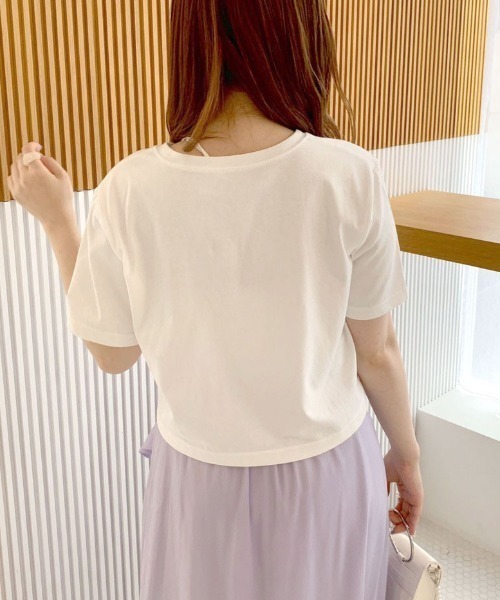 OLIVE des OLIVE（オリーブデオリーブ）の「コンパクトＴシャツ（Tシャツ/カットソー・レディース・オフホワイト/ピンク/オレンジ/ブラック・FREE）」の10枚目の写真