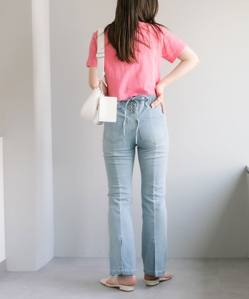 OLIVE des OLIVE（オリーブデオリーブ）の「コンパクトＴシャツ（Tシャツ/カットソー・レディース・オフホワイト/ピンク/オレンジ/ブラック・FREE）」の19枚目の写真