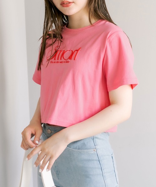 OLIVE des OLIVE（オリーブデオリーブ）の「コンパクトＴシャツ（Tシャツ/カットソー・レディース・オフホワイト/ピンク/オレンジ/ブラック・FREE）」の7枚目の写真