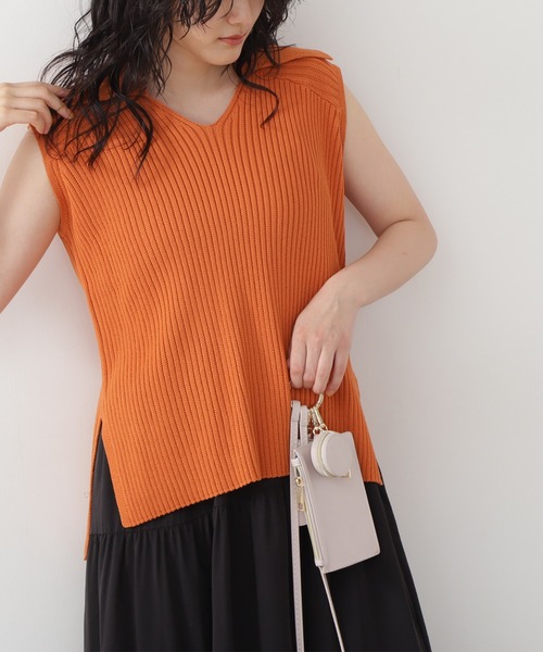 N.(N. Natural Beauty Basic)(エヌエヌナチュラルビューティーベーシック)の「◆襟付リブニット(ニット/セーター・レディース・クリーム/グリーン/オレンジ・MEDIUM)」の17枚目の写真