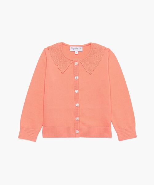 Agnès b. オレンジ ボタン付きカーディガン サイズ1 agnes b.（アニエスベー）の「M001 CARDIGAN カーディガンプレッション