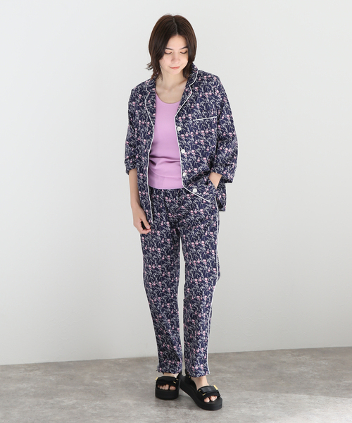 SLEEPY JONES（スリーピージョーンズ）の「【Sleepy Jones/スリーピージョーンズ】MARINA PAJAMA SET PINK BERR：パジャマセット（シャツ/ブラウス・レディース・ダークブルー・MEDIUM）」の2枚目の写真