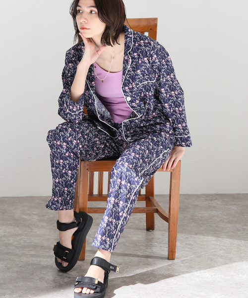 SLEEPY JONES（スリーピージョーンズ）の「【Sleepy Jones/スリーピージョーンズ】MARINA PAJAMA SET PINK BERR：パジャマセット（シャツ/ブラウス・レディース・ダークブルー・MEDIUM）」の5枚目の写真