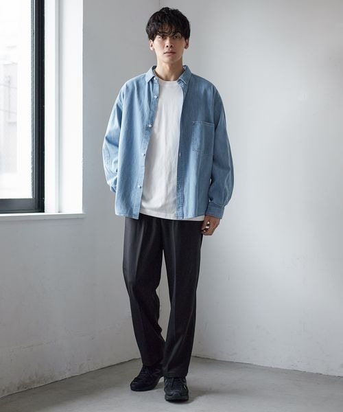 LOWRYS FARM（ローリーズファーム）の「ライトデニムシャツジャケット　353994（デニムジャケット・メンズ・ネイビー/ブルー・MEDIUM/LARGE）」の4枚目の写真