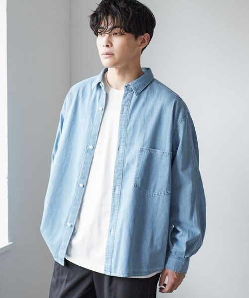 LOWRYS FARM（ローリーズファーム）の「ライトデニムシャツジャケット　353994（デニムジャケット・メンズ・ネイビー/ブルー・MEDIUM/LARGE）」の6枚目の写真