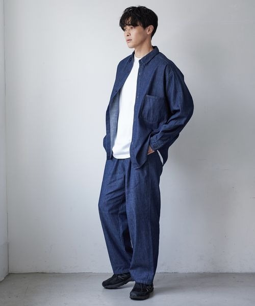 LOWRYS FARM（ローリーズファーム）の「ライトデニムシャツジャケット　353994（デニムジャケット・メンズ・ネイビー/ブルー・MEDIUM/LARGE）」の7枚目の写真