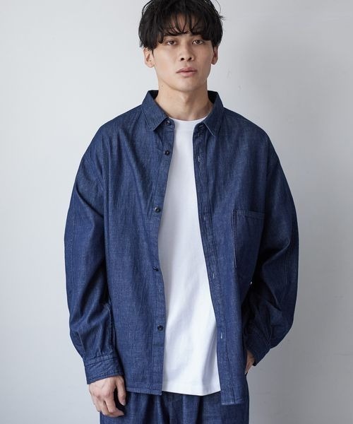 LOWRYS FARM（ローリーズファーム）の「ライトデニムシャツジャケット　353994（デニムジャケット・メンズ・ネイビー/ブルー・MEDIUM/LARGE）」の10枚目の写真