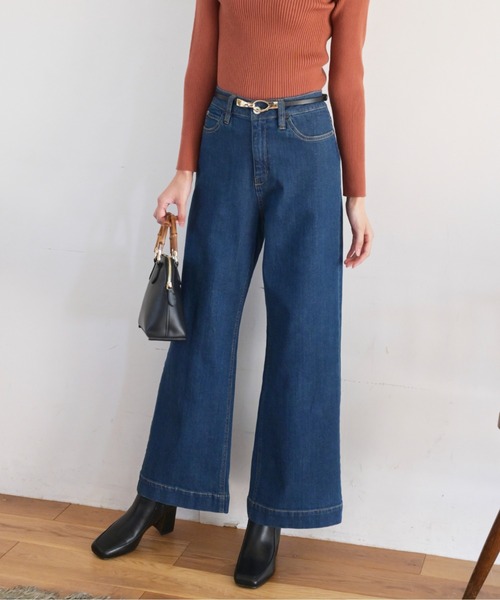 FREE'S MART(フリーズマート)の「【Sシリーズ対応】ベーシックワイドデニム(デニムパンツ・レディース・ダークネイビー/ブルー系その他3/インディゴブルー・MEDIUM/X-SMALL/SMALL)」の2枚目の写真