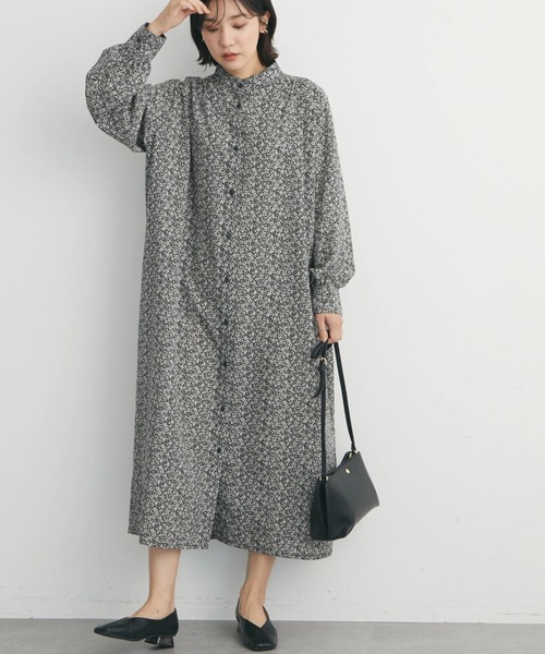 Green　Parks（グリーンパークス）の「スタンドカラーボリュームシャツワンピース（ワンピース・レディース・ブラック/イエロー/グリーン/その他14・FREE）」の4枚目の写真