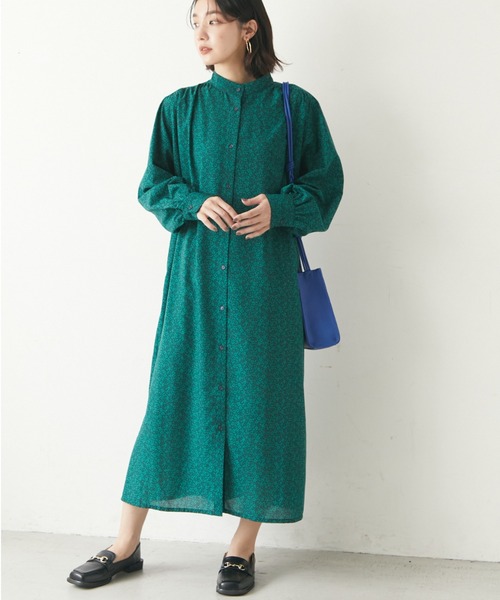 Green　Parks（グリーンパークス）の「スタンドカラーボリュームシャツワンピース（ワンピース・レディース・ブラック/イエロー/グリーン/その他14・FREE）」の2枚目の写真