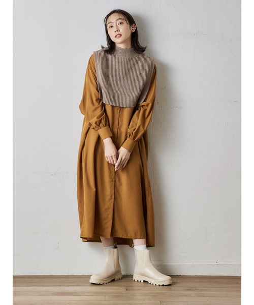 Green　Parks（グリーンパークス）の「スタンドカラーボリュームシャツワンピース（ワンピース・レディース・ブラック/イエロー/グリーン/その他14・FREE）」の5枚目の写真