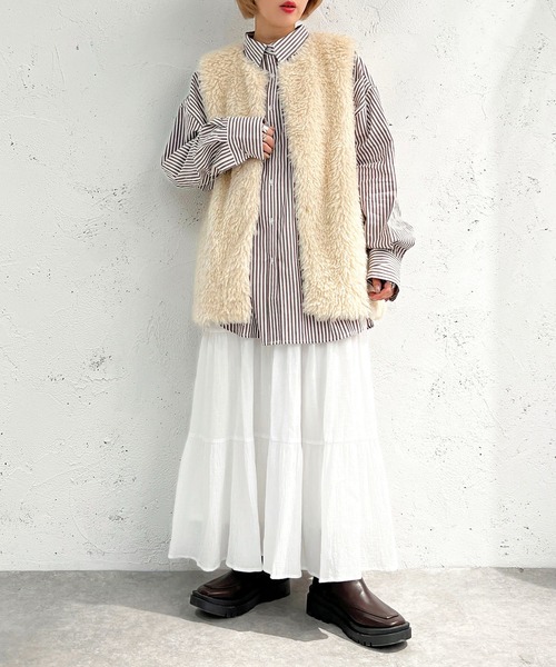 apres jour mignon(アプレジュールミニョン)の「ストライプルーズシャツ【ZOZOTOWN限定アイテム】(シャツ/ブラウス・レディース・ダークブラウン/グリーン/ネイビー・フリー/X-LARGE)」の9枚目の写真