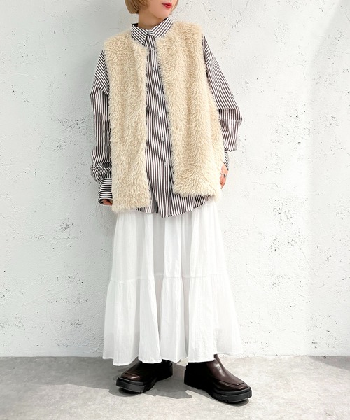 apres jour mignon(アプレジュールミニョン)の「ストライプルーズシャツ【ZOZOTOWN限定アイテム】(シャツ/ブラウス・レディース・ダークブラウン/グリーン/ネイビー・フリー/X-LARGE)」の10枚目の写真