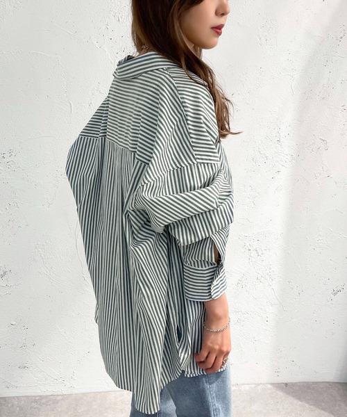 apres jour mignon(アプレジュールミニョン)の「ストライプルーズシャツ【ZOZOTOWN限定アイテム】(シャツ/ブラウス・レディース・ダークブラウン/グリーン/ネイビー・フリー/X-LARGE)」の13枚目の写真