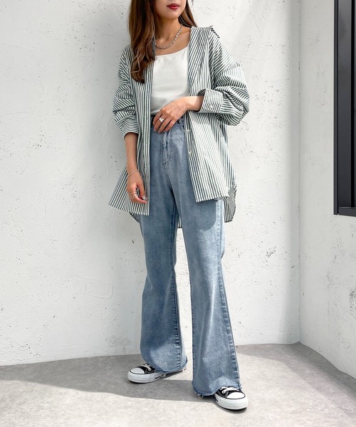 apres jour mignon(アプレジュールミニョン)の「ストライプルーズシャツ【ZOZOTOWN限定アイテム】(シャツ/ブラウス・レディース・ダークブラウン/グリーン/ネイビー・フリー/X-LARGE)」の14枚目の写真