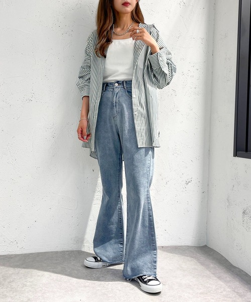 apres jour mignon(アプレジュールミニョン)の「ストライプルーズシャツ【ZOZOTOWN限定アイテム】(シャツ/ブラウス・レディース・ダークブラウン/グリーン/ネイビー・フリー/X-LARGE)」の15枚目の写真