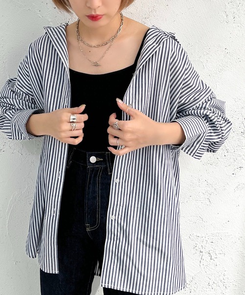 apres jour mignon(アプレジュールミニョン)の「ストライプルーズシャツ【ZOZOTOWN限定アイテム】(シャツ/ブラウス・レディース・ダークブラウン/グリーン/ネイビー・フリー/X-LARGE)」の17枚目の写真