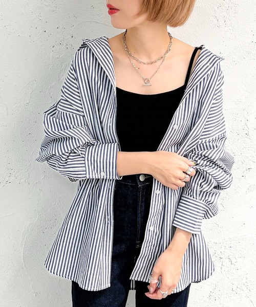 apres jour mignon(アプレジュールミニョン)の「ストライプルーズシャツ【ZOZOTOWN限定アイテム】(シャツ/ブラウス・レディース・ダークブラウン/グリーン/ネイビー・フリー/X-LARGE)」の18枚目の写真