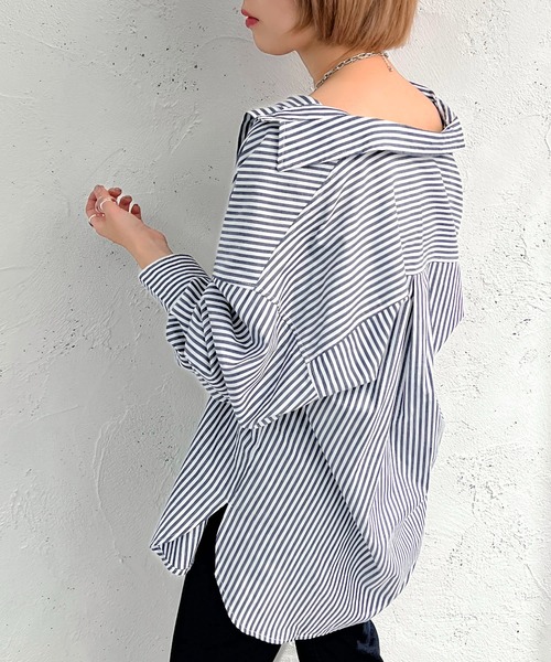 apres jour mignon(アプレジュールミニョン)の「ストライプルーズシャツ【ZOZOTOWN限定アイテム】(シャツ/ブラウス・レディース・ダークブラウン/グリーン/ネイビー・フリー/X-LARGE)」の20枚目の写真