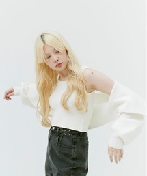 ボリュームスリーブショートカーディガン