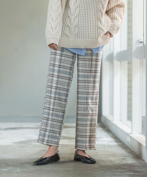 LEPSIM（レプシィム）の「【6つの嬉しい機能付き】ハタラク7DAYSチェックストレートパンツ 2022冬　288384（スラックス・レディース・グリーン/ブラウン/グレイッシュベージュ・MEDIUM/LARGE/SMALL/X-SMALL/X-LARGE）」の9枚目の写真