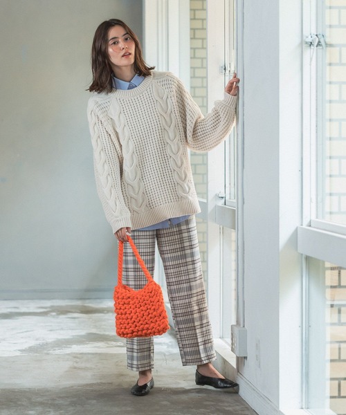 LEPSIM（レプシィム）の「【6つの嬉しい機能付き】ハタラク7DAYSチェックストレートパンツ 2022冬　288384（スラックス・レディース・グリーン/ブラウン/グレイッシュベージュ・MEDIUM/LARGE/SMALL/X-SMALL/X-LARGE）」の10枚目の写真