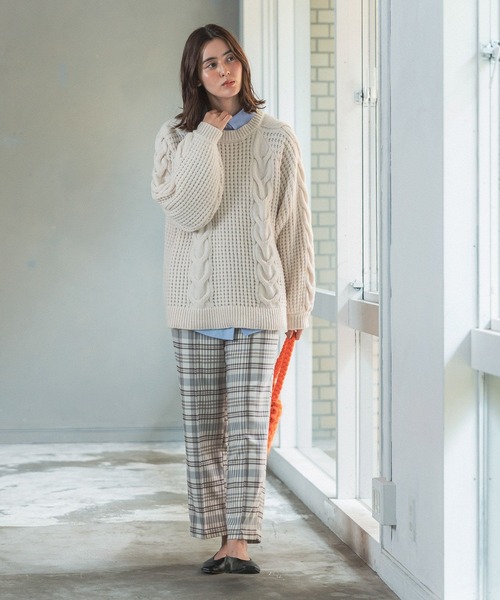 LEPSIM（レプシィム）の「【6つの嬉しい機能付き】ハタラク7DAYSチェックストレートパンツ 2022冬　288384（スラックス・レディース・グリーン/ブラウン/グレイッシュベージュ・MEDIUM/LARGE/SMALL/X-SMALL/X-LARGE）」の11枚目の写真