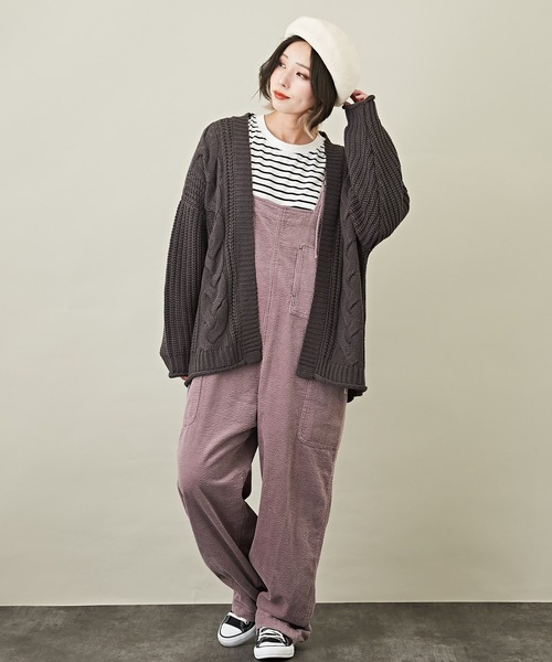 CUBE SUGAR(キューブシュガー)の「ボーダーカットソー長袖クルーネックビッグTシャツ(Tシャツ/カットソー・レディース・ホワイト/ネイビー/レッド/オレンジ/マルチ・M)」の7枚目の写真