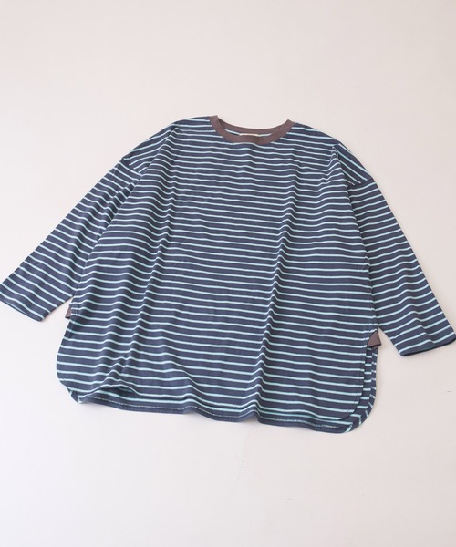 CUBE SUGAR(キューブシュガー)の「ボーダーカットソー長袖クルーネックビッグTシャツ(Tシャツ/カットソー・レディース・ホワイト/ネイビー/レッド/オレンジ/マルチ・M)」の14枚目の写真