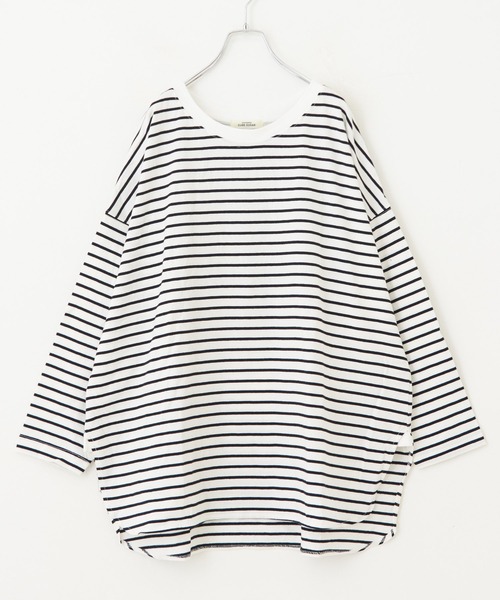 CUBE SUGAR(キューブシュガー)の「ボーダーカットソー長袖クルーネックビッグTシャツ(Tシャツ/カットソー・レディース・ホワイト/ネイビー/レッド/オレンジ/マルチ・M)」の20枚目の写真