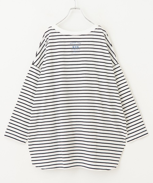 CUBE SUGAR(キューブシュガー)の「ボーダーカットソー長袖クルーネックビッグTシャツ(Tシャツ/カットソー・レディース・ホワイト/ネイビー/レッド/オレンジ/マルチ・M)」の15枚目の写真