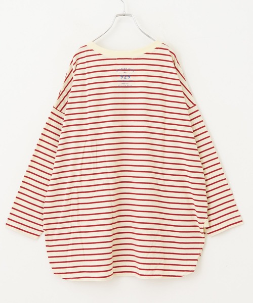 CUBE SUGAR(キューブシュガー)の「ボーダーカットソー長袖クルーネックビッグTシャツ(Tシャツ/カットソー・レディース・ホワイト/ネイビー/レッド/オレンジ/マルチ・M)」の10枚目の写真