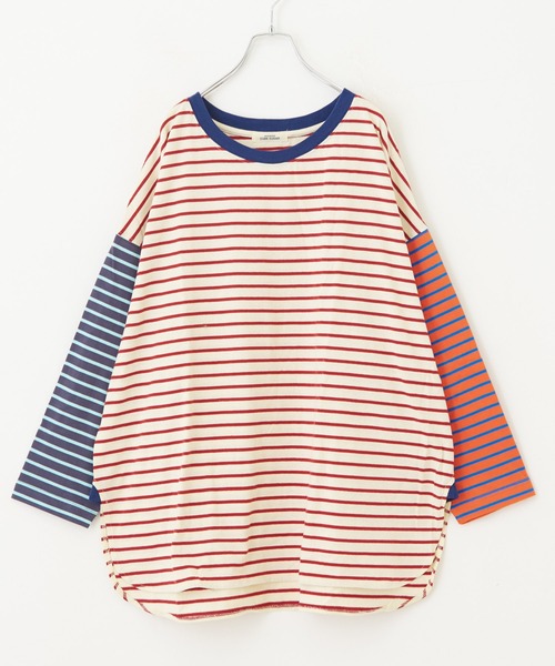 CUBE SUGAR(キューブシュガー)の「ボーダーカットソー長袖クルーネックビッグTシャツ(Tシャツ/カットソー・レディース・ホワイト/ネイビー/レッド/オレンジ/マルチ・M)」の21枚目の写真