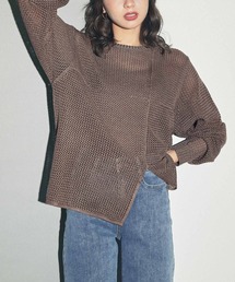 透かし編みニットトップスセーター