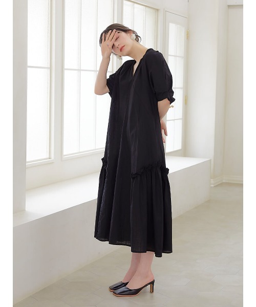 Ayla(アイラ)の「v neck smock dress(ワンピース・レディース・ブラック/オリーブ・FREE)」の9枚目の写真