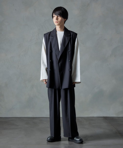 NILWAY（ニルウェイ）の「金ボタンダブルブレストテーラードベスト/セットアップ可（ベスト・メンズ・ブラウン/ブラック/ネイビー/グレイッシュベージュ/チャコール・MEDIUM/LARGE）」の15枚目の写真