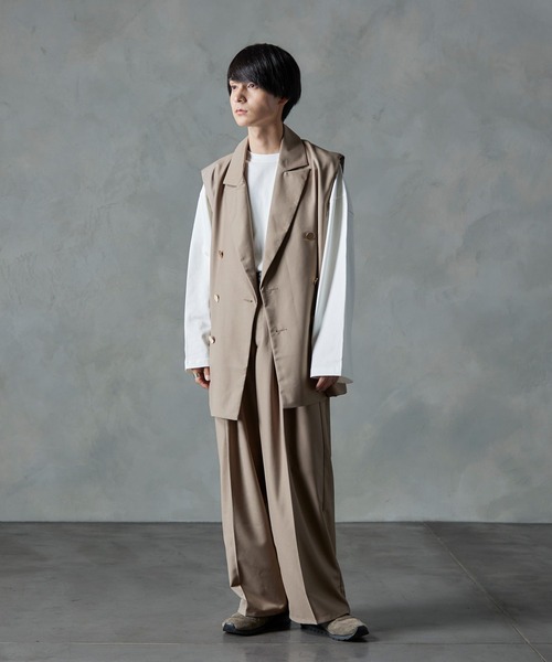 NILWAY（ニルウェイ）の「金ボタンダブルブレストテーラードベスト/セットアップ可（ベスト・メンズ・ブラウン/ブラック/ネイビー/グレイッシュベージュ/チャコール・MEDIUM/LARGE）」の20枚目の写真