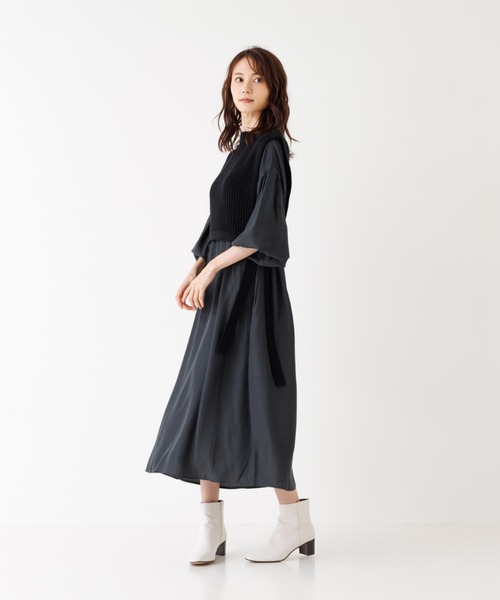 abahouse mavie(アバハウスマヴィ)の「袖ボリュームワンピース&ニットベストセット(ワンピース・レディース・ベージュ/カーキ/チャコールグレー/モスグリーン・フリー)」の17枚目の写真